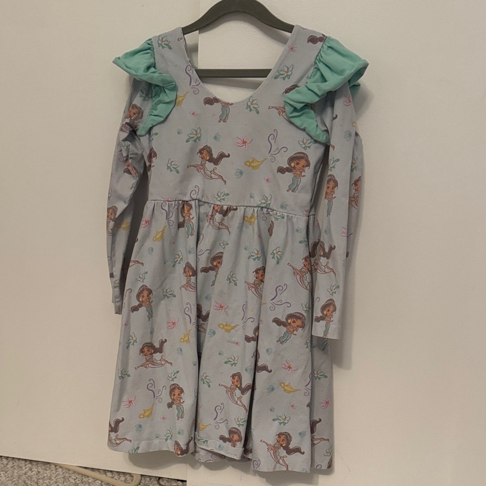 Monica and Andy Disney Ariel Mermaid Print Dress with Ruffle Sleeves -